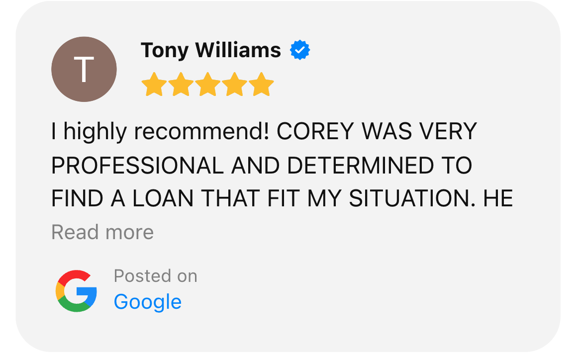 American Credit google review Tony Williams
